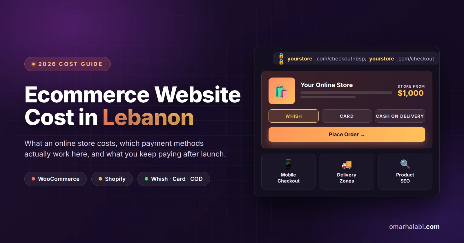 Ecommerce website cost in Lebanon – mobile checkout with Whish, card and cash on delivery