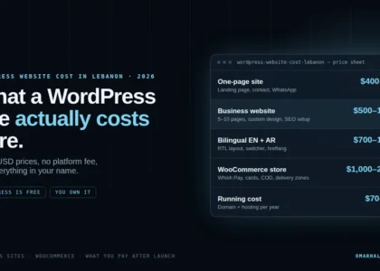 WordPress website cost in Lebanon in 2026: business sites, WooCommerce stores and what you pay after launch